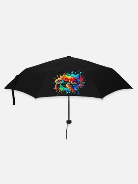 Schildkröte - Regenschirm (klein) - Schwarz