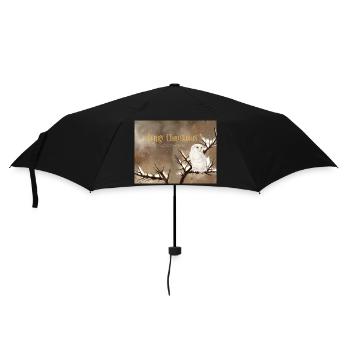 Merry Christmas Snowy Owl Winter Scenery - Umbrella (small) - black - Front