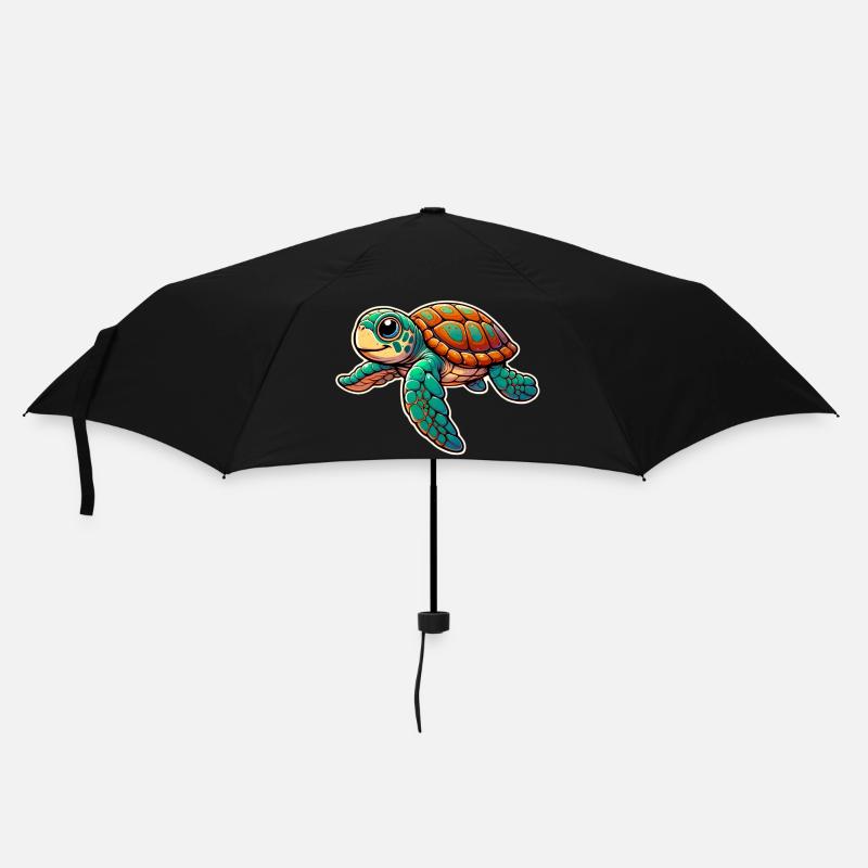 Schildkröte - Regenschirm (klein) - Schwarz