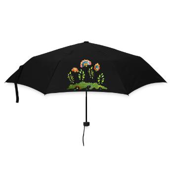 Blumen - Regenschirm (klein) - Schwarz - Vorne