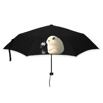 Cute hamster with flower - Umbrella (small) - black - Front