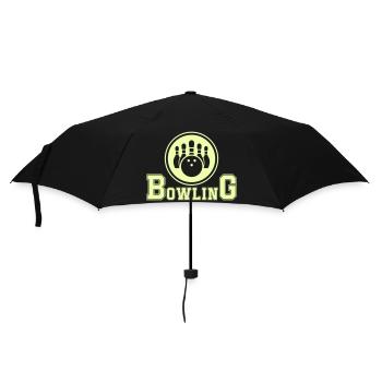 Retro Bowling Design in Neon Grün - Regenschirm (klein) - Schwarz - Vorne