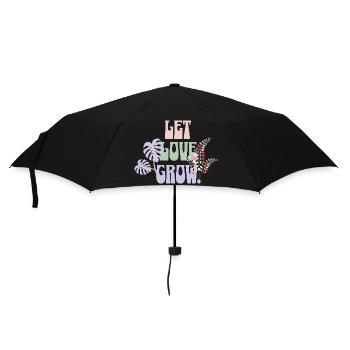 Let Love Grow – Botanisches Retro Design - Regenschirm (klein) - Schwarz - Vorne