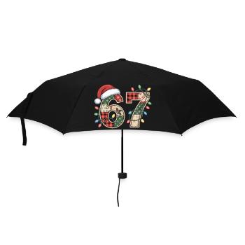 Lustige Xmas Zahl 67 mit Lichterkette - Regenschirm (klein) - Schwarz - Vorne