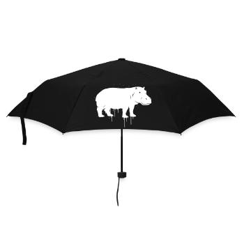 Hippo Graffiti Streetwear Vektor - Regenschirm (klein) - Schwarz - Vorne