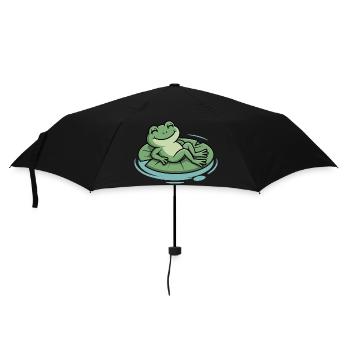 Chill frog on leaf pillow - Umbrella (small) - black - Front