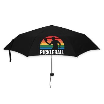 Silhouette du coucher de Pickleball - Parapluie standard - noir - Devant