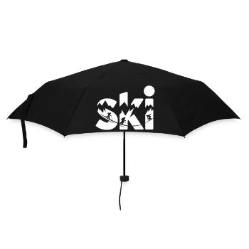 Ski Bergpanorama Typo Design - Regenschirm (klein) - Schwarz - Vorne