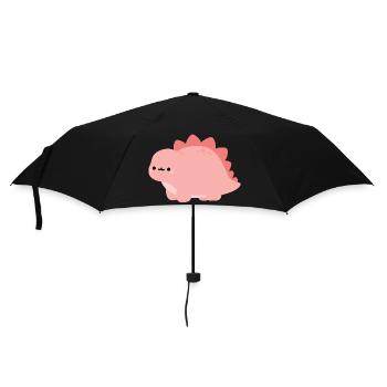 Süßer pinker Stegosaurus-Dino - Regenschirm (klein) - Schwarz - Vorne