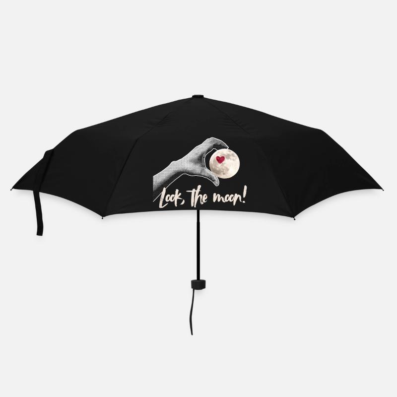 Look the moon! Moonlover Design - Regenschirm (klein) - Schwarz