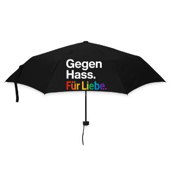 Regenbogen Liebe Statement Spruch Shirt CSD - Regenschirm (klein) - Schwarz - Vorne
