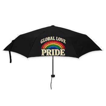 Global Love Pride Regenbogen Vintage T-Shirt  - Regenschirm (klein) - Schwarz - Vorne