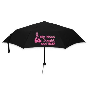 Brustkrebs-Bewusstseins-T-Shirts - Regenschirm (klein) - Schwarz - Vorne