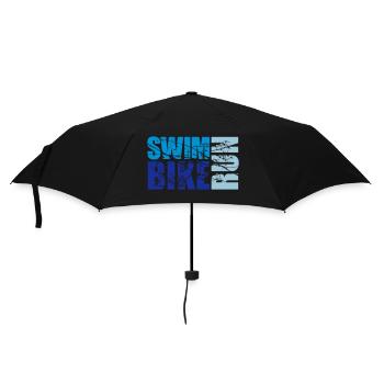 cracks scratch stamp swim bike run text logo tria - Umbrella (small) - black - Front
