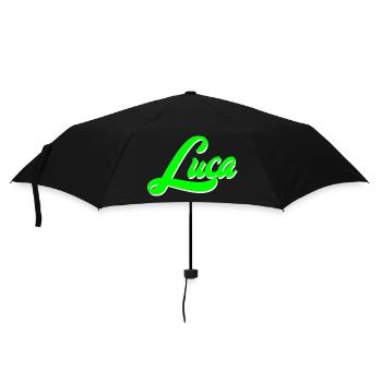 Luca Leuchtender Neon-Lettering Schriftzug - Regenschirm (klein) - Schwarz - Vorne
