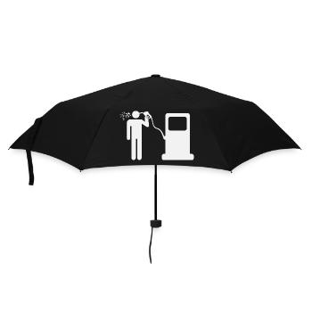 Petrolcide Tankstelle Humor Vollgetankt Lustig  - Regenschirm (klein) - Schwarz - Vorne