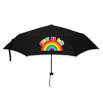 Queer as Folk - cute rainbow pride colors - Umbrella (small) - black - Front