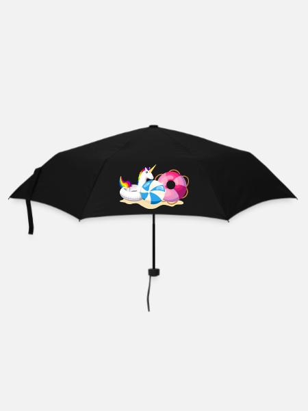 Unicorn Strandparty Sommer - Regenschirm (klein) - Schwarz