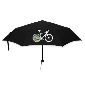 Gravel Bike Camp Rennrad Fahrrad lustiges Geschenk - Regenschirm (klein) - Schwarz - Vorne