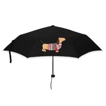 Funny Christmas Dachshund Christmas Dachshund Dog - Umbrella (small) - black - Front