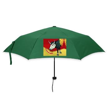 Taureau de Camargue style peinture naïve - Parapluie standard - vert bouteille - Devant