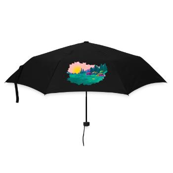 Camping Wohnmobil Geschenk Wohnwagen Camp Zelten - Regenschirm (klein) - Schwarz - Vorne