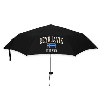 Reykjavik Iceland Vintage Flag Tee - Regenschirm (klein) - Schwarz - Vorne
