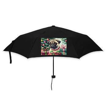 Mignon carlin de Noël avec des cadeaux - Parapluie standard - noir - Devant