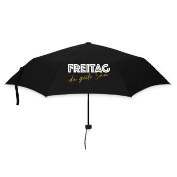 Freitag, du geile Sau | Wochenende, Bier - Regenschirm (klein) - Schwarz - Vorne
