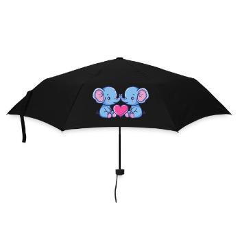 Elephant Comic Couple Love - Umbrella (small) - black - Front
