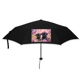Petits chiens avec couronne de fleurs - Parapluie standard - noir - Devant