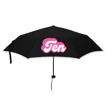 Ten birthday - 10th birthday retro pink - Umbrella (small) - black - Front