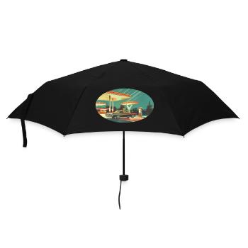 Benzinbrüder Tankstelle - Regenschirm (klein) - Schwarz - Vorne