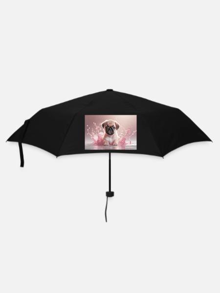 Niedlicher Welpe in Pink Wasserball - Regenschirm (klein) - Schwarz