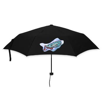 Mystische Blaue Feder mit Ornamenten - Regenschirm (klein) - Schwarz - Vorne