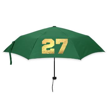 Numéro 27 paillettes doré - 27e anniversaire - Parapluie standard - vert bouteille - Devant
