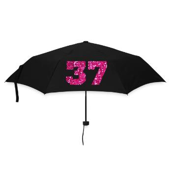 Numéro 37 paillettes rose - 37e anniversaire - Parapluie standard - noir - Devant