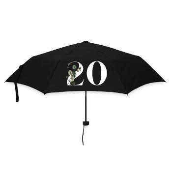 Numéro 20 floral vert -20e anniversaire floral - Parapluie standard - noir - Devant
