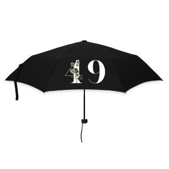 Number 49 Green Floral - 49th Floral Birthday - Umbrella (small) - black - Front