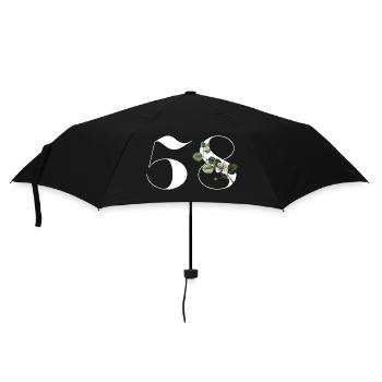 Numéro 58 floral vert - 58e anniversaire floral - Parapluie standard - noir - Devant