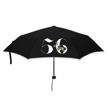 Number 56 Floral Green - 56th Floral Birthday - Umbrella (small) - black - Front