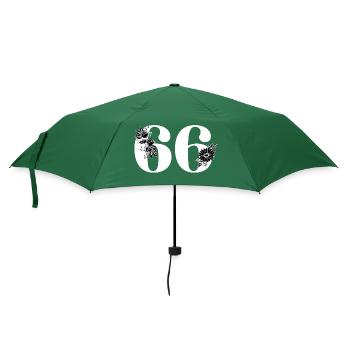Schwarze Blumenzahl 66 - 66. Blumengeburtstag - Regenschirm (klein) - Flaschengrün - Vorne