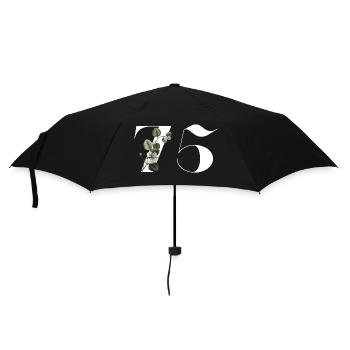 Number 75 Floral Green - 75th Floral Birthday - Umbrella (small) - black - Front