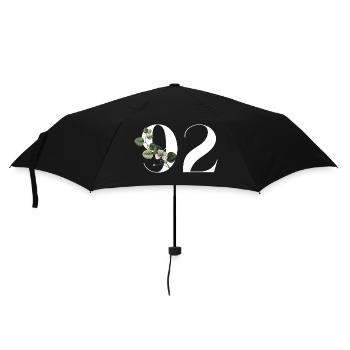 Nummer 92 Blumengrün - 92. Blumengeburtstag - Regenschirm (klein) - Schwarz - Vorne