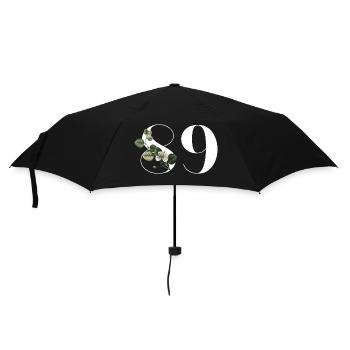Nummer 89 Blumengrün - 89. Blumengeburtstag - Regenschirm (klein) - Schwarz - Vorne