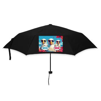 Moin Moin Möwen - Regenschirm (klein) - Schwarz - Vorne