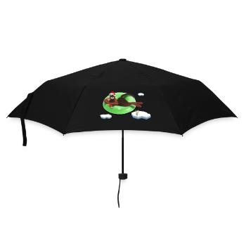 Katze auf einem Rad - Regenschirm (klein) - Schwarz - Vorne