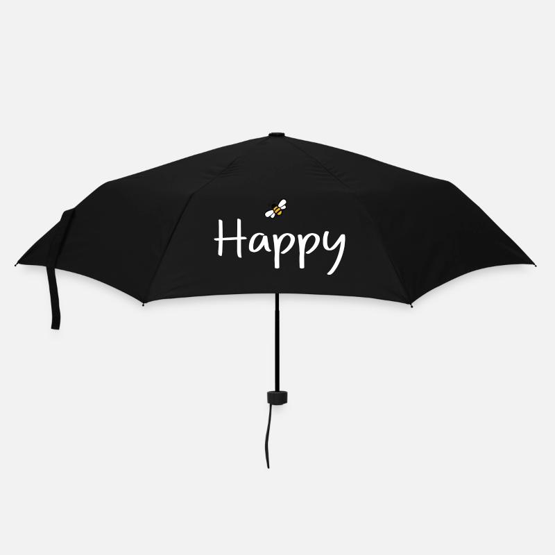 be Happy - Regenschirm (klein) - Schwarz