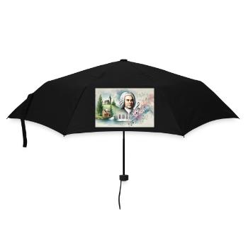 Johann Sebastian Bach: Porträt in vielen Malstilen - Regenschirm (klein) - Schwarz - Vorne