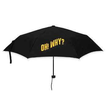 OH! WHY? – Retro Textdesign - Regenschirm (klein) - Schwarz - Vorne